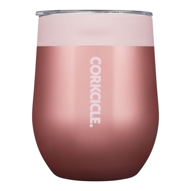 Corkcicle Stemless 12 oz Wine Tumbler, Sliding Lid, Insulated Stainless Steel Front_Flat