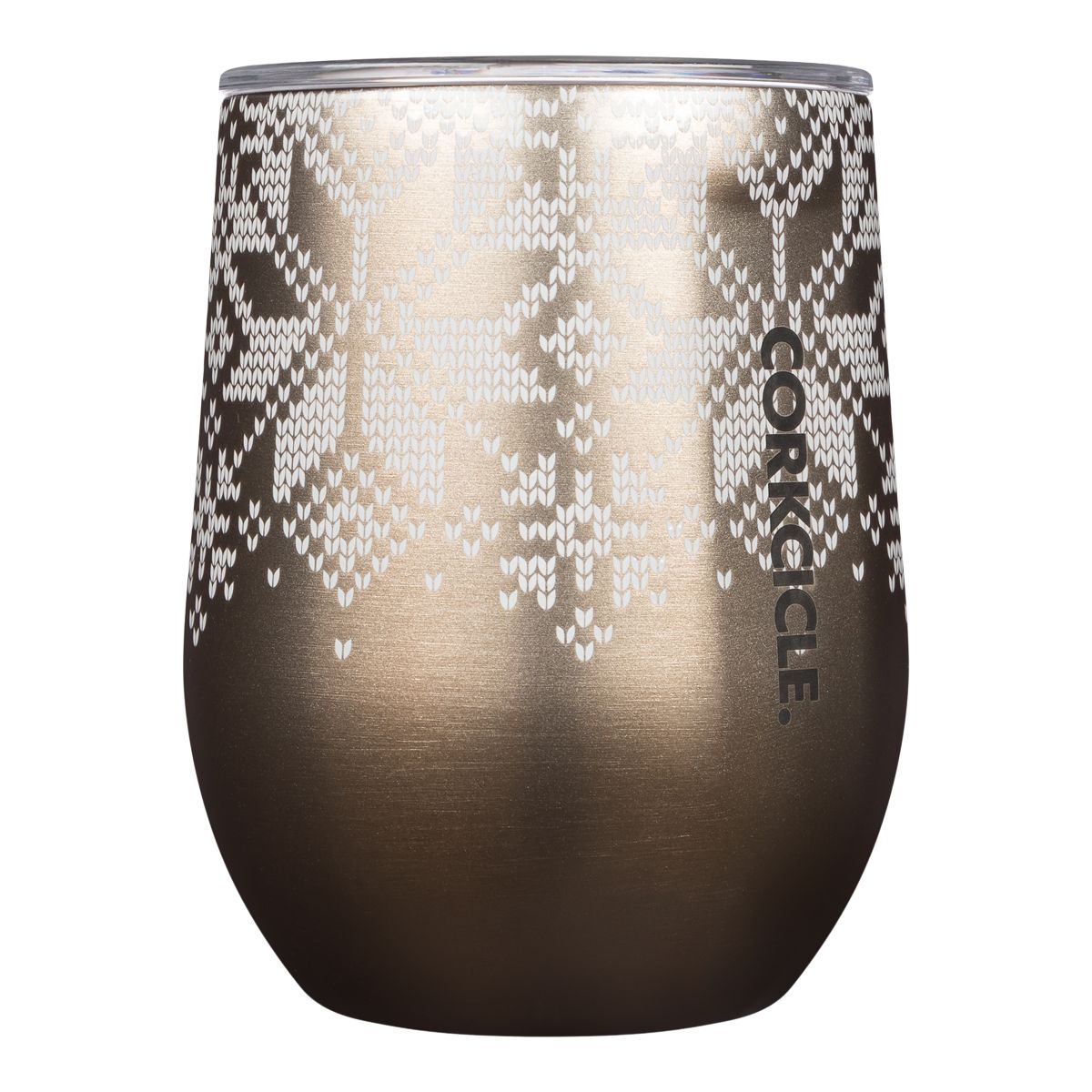 Corkcicle Fairisle Stemless 12 oz Tumbler, Sliding Lid