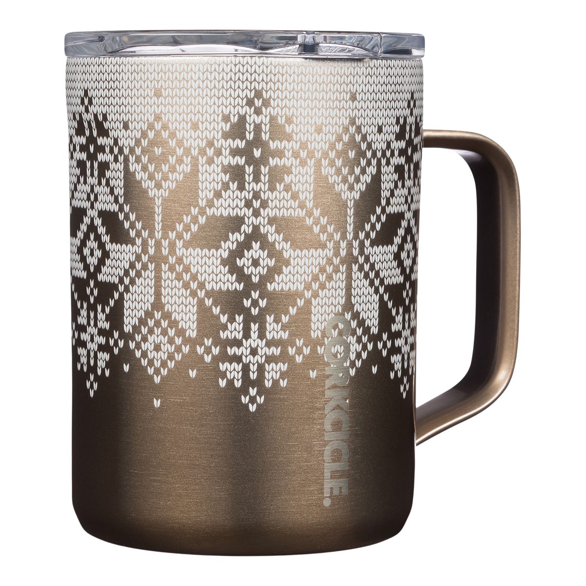 Corkcicle Fairisle 16 oz Mug, Sliding Lid, Insulated Stainless Steel
