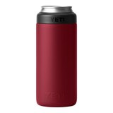 YETI Rambler Slim Can 12 oz Can Sleeve/Koozie, Screw Cap, Insulated Stainless Steel Front_Flat