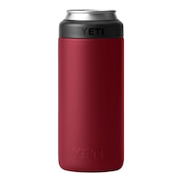 YETI Rambler Slim Can 12 oz Can Sleeve/Koozie, Screw Cap, Insulated Stainless Steel Front_Flat