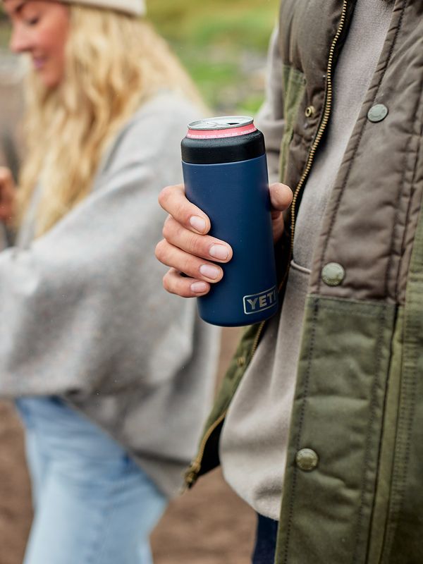 YETI Rambler Slim Can 12 oz Can Sleeve/Koozie, Screw Cap, Insulated Stainless Steel