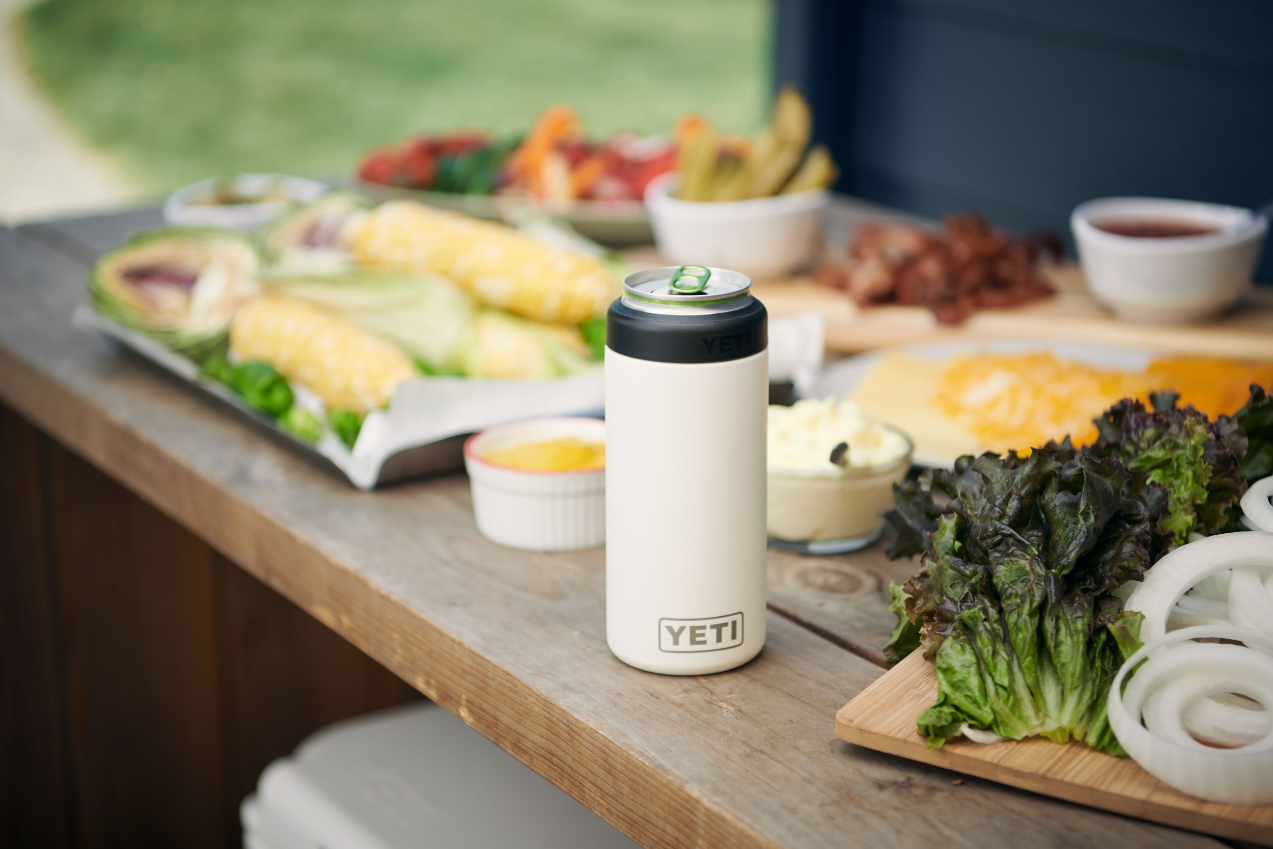 YETI Rambler Slim Can 12 oz Can Sleeve/Koozie, Screw Cap, Insulated Stainless Steel