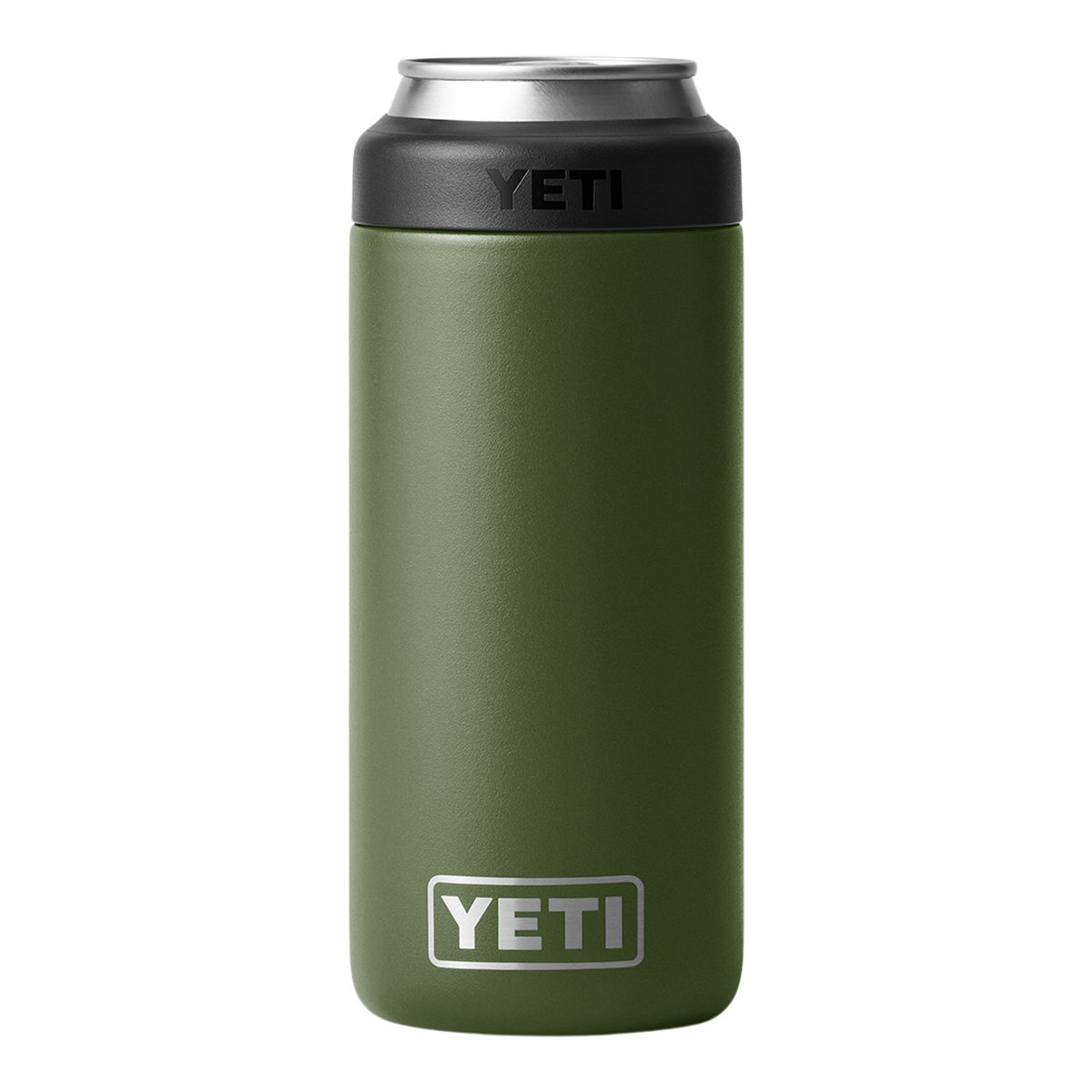 YETI Rambler Slim Can 12 oz Can Sleeve/Koozie, Screw Cap, Insulated Stainless Steel