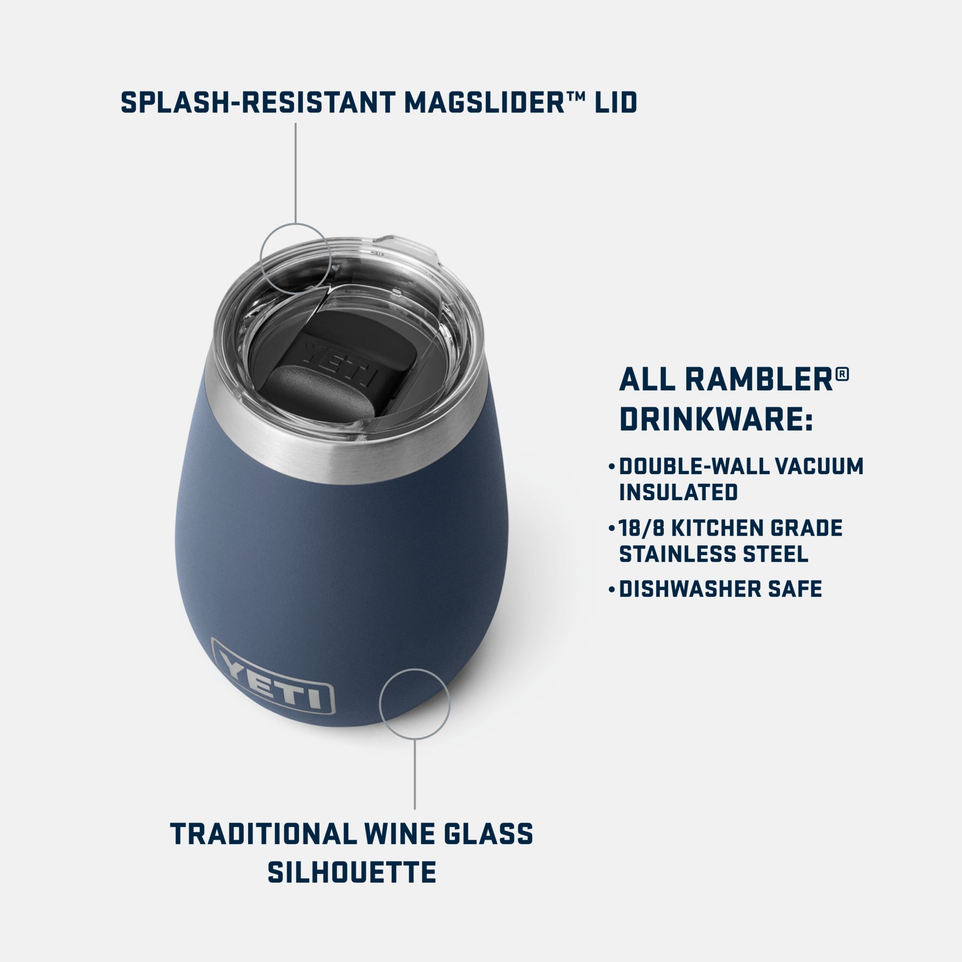 YETI Rambler 10 oz Wine Tumbler, Sliding Lid, Insulated Stainless Steel