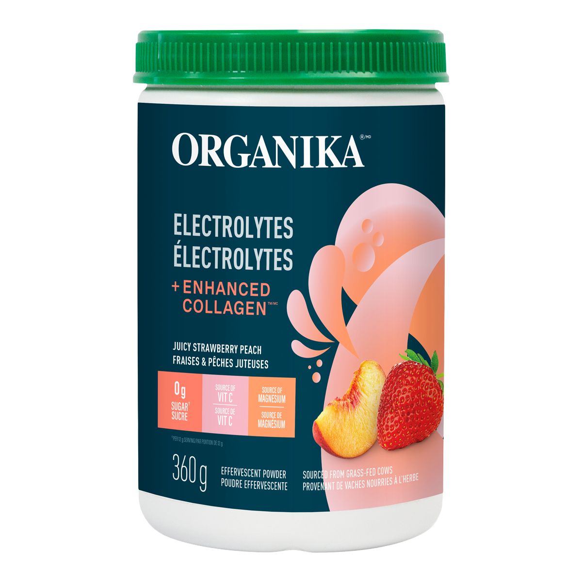 Image of Organika Collagen + Electrolytes - Strawberry Peach