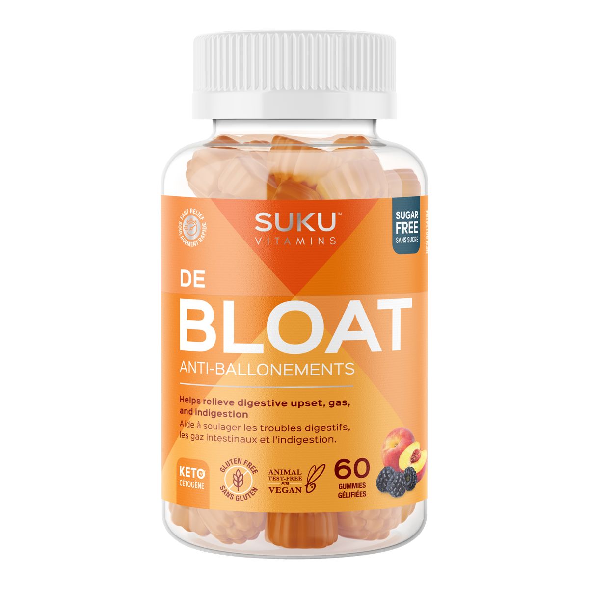 Suku DeBloat Digestive Gummies 60 Counts Front_Flat