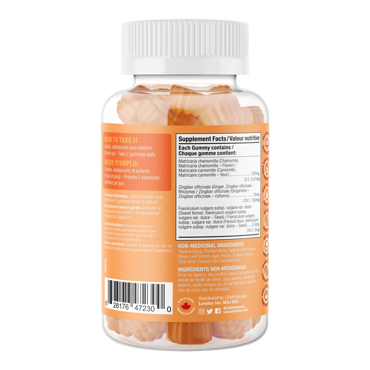 Suku DeBloat Digestive Gummies 60 Counts Back_Flat