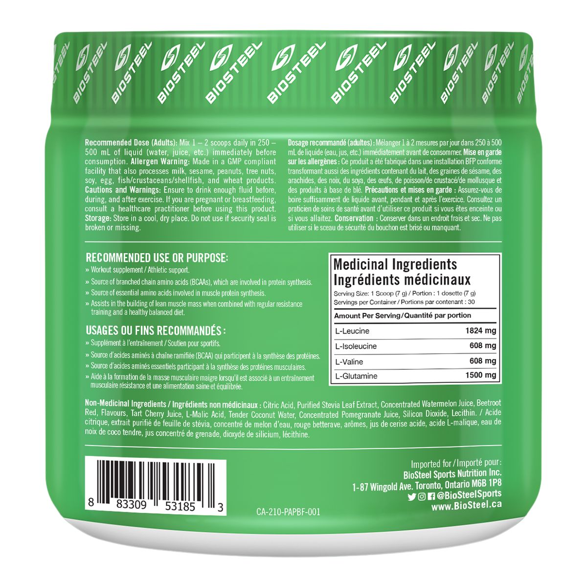 BioSteel Plant Amino Power - Berry Fusion Back_Flat