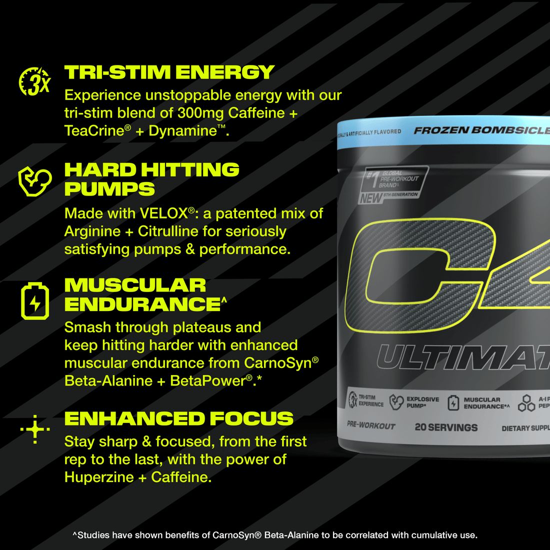 C4 Ultimate 12 SV Pre-Workout Powder - Icy Blue Razz