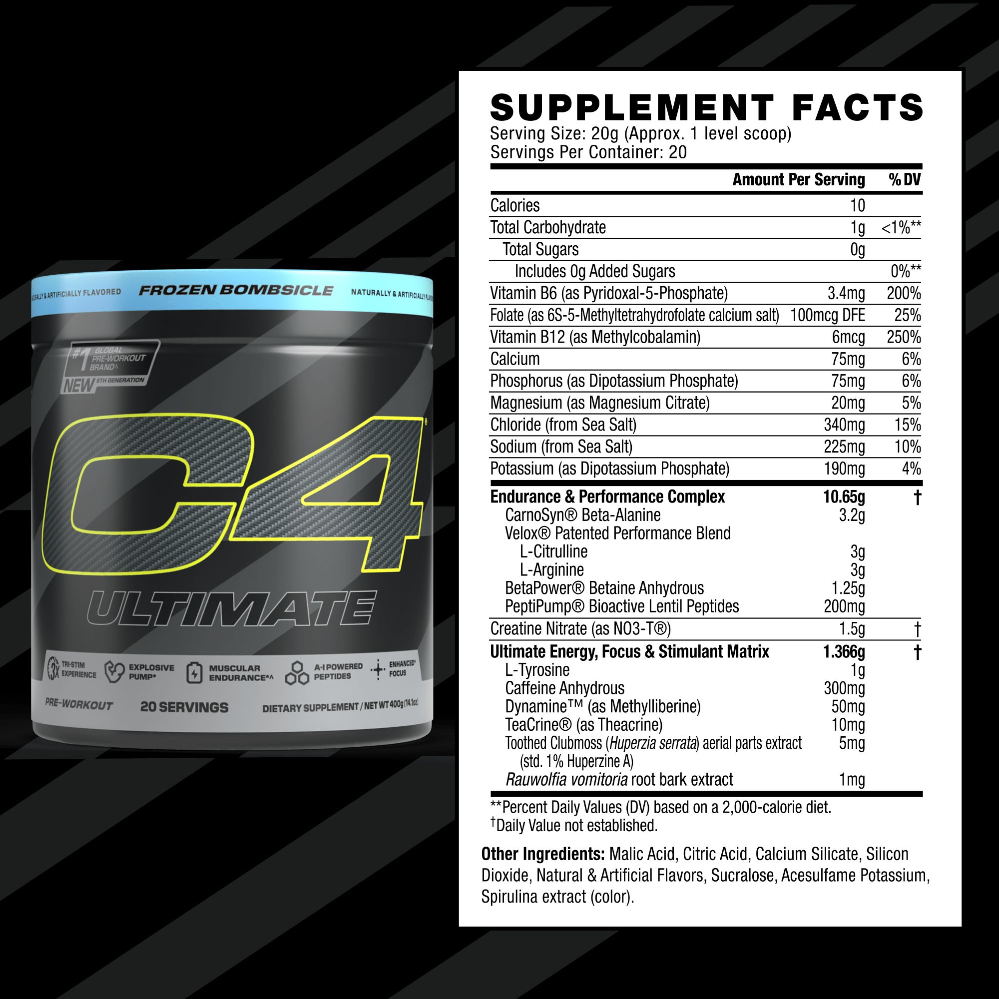 C4 Ultimate 12 SV Pre-Workout Powder - Icy Blue Razz