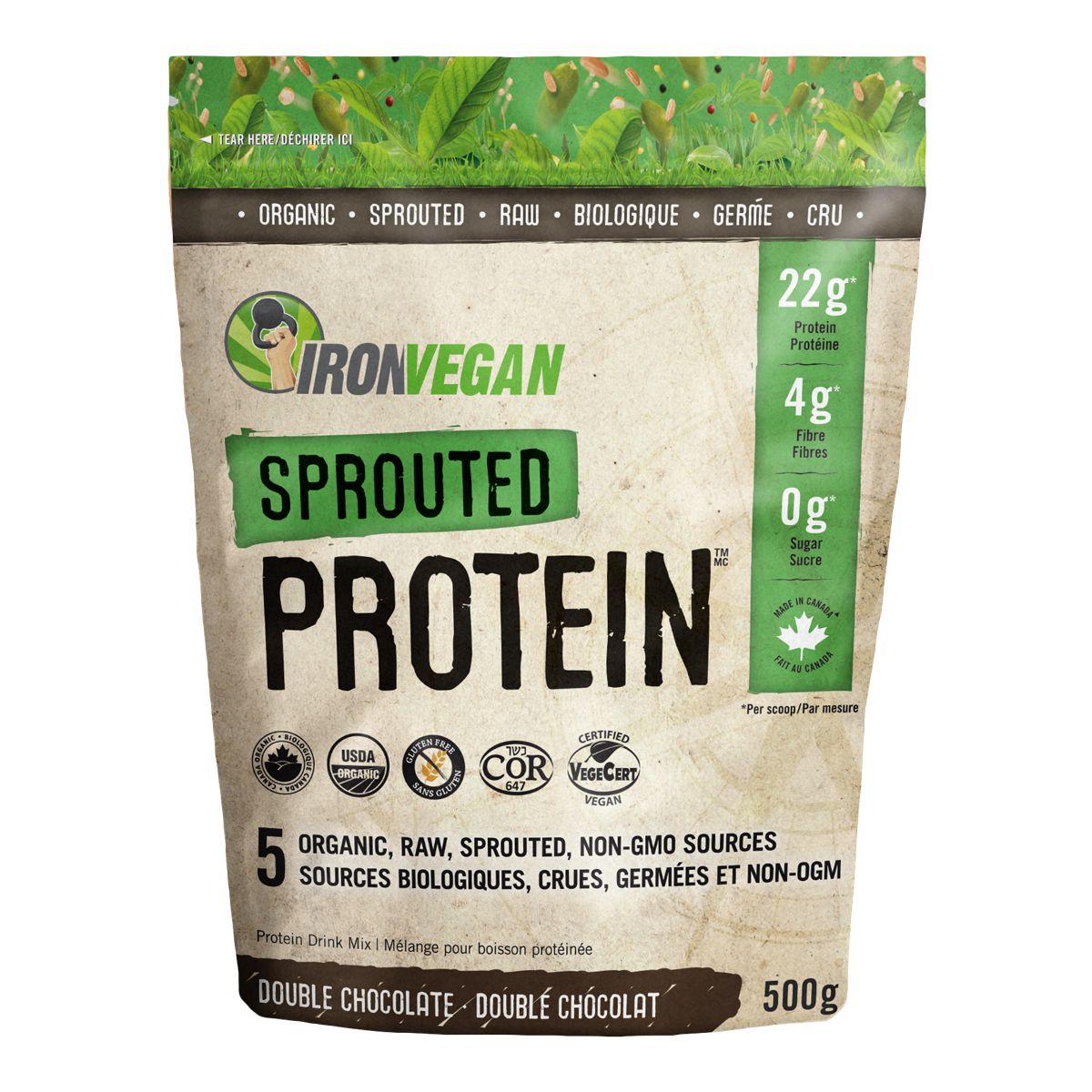 Image of Iron Sprouted Vanilla Vegan Protein Powder 500g 