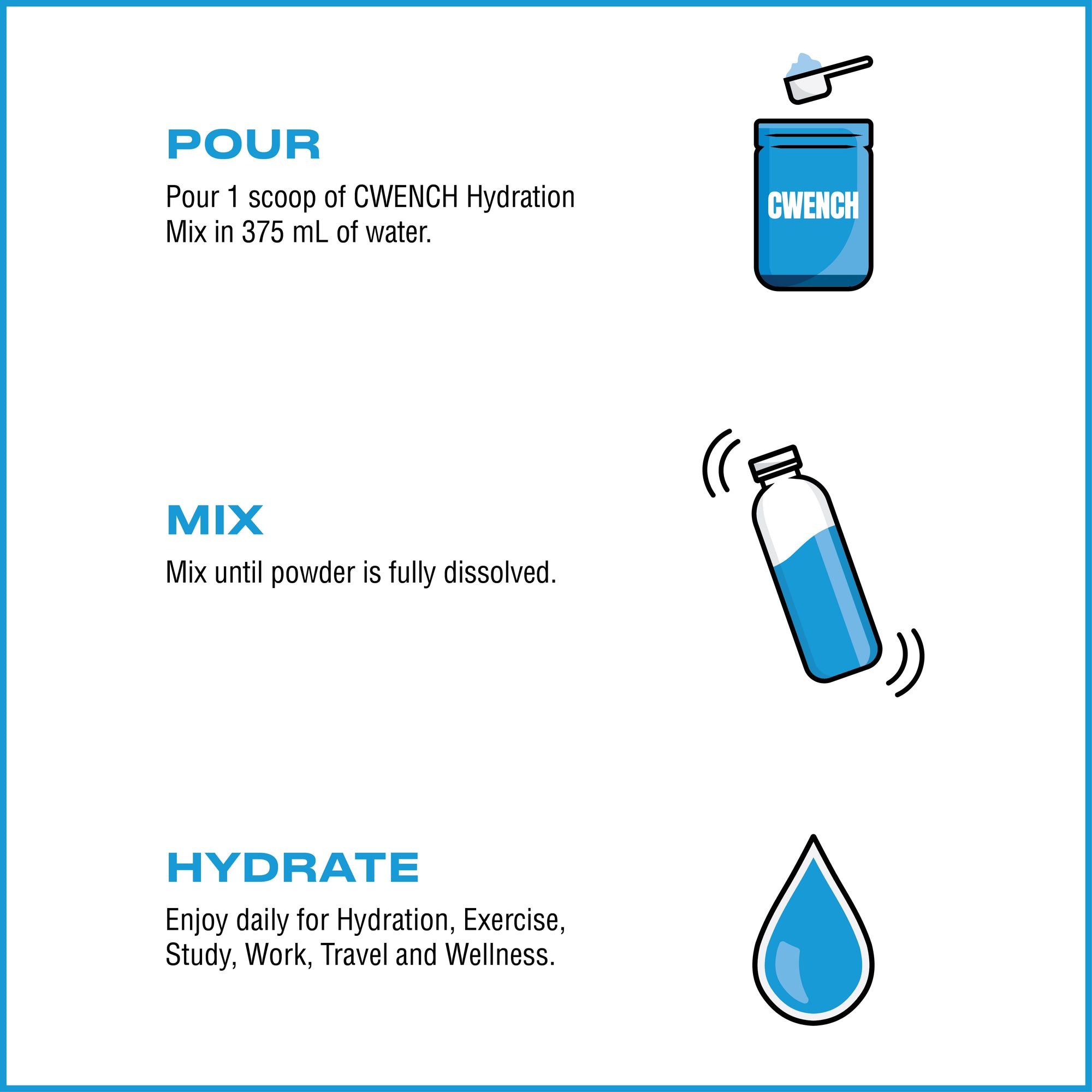Cwench Hydration Mix - Blue Raspberry Electrolyte Drink for Performance