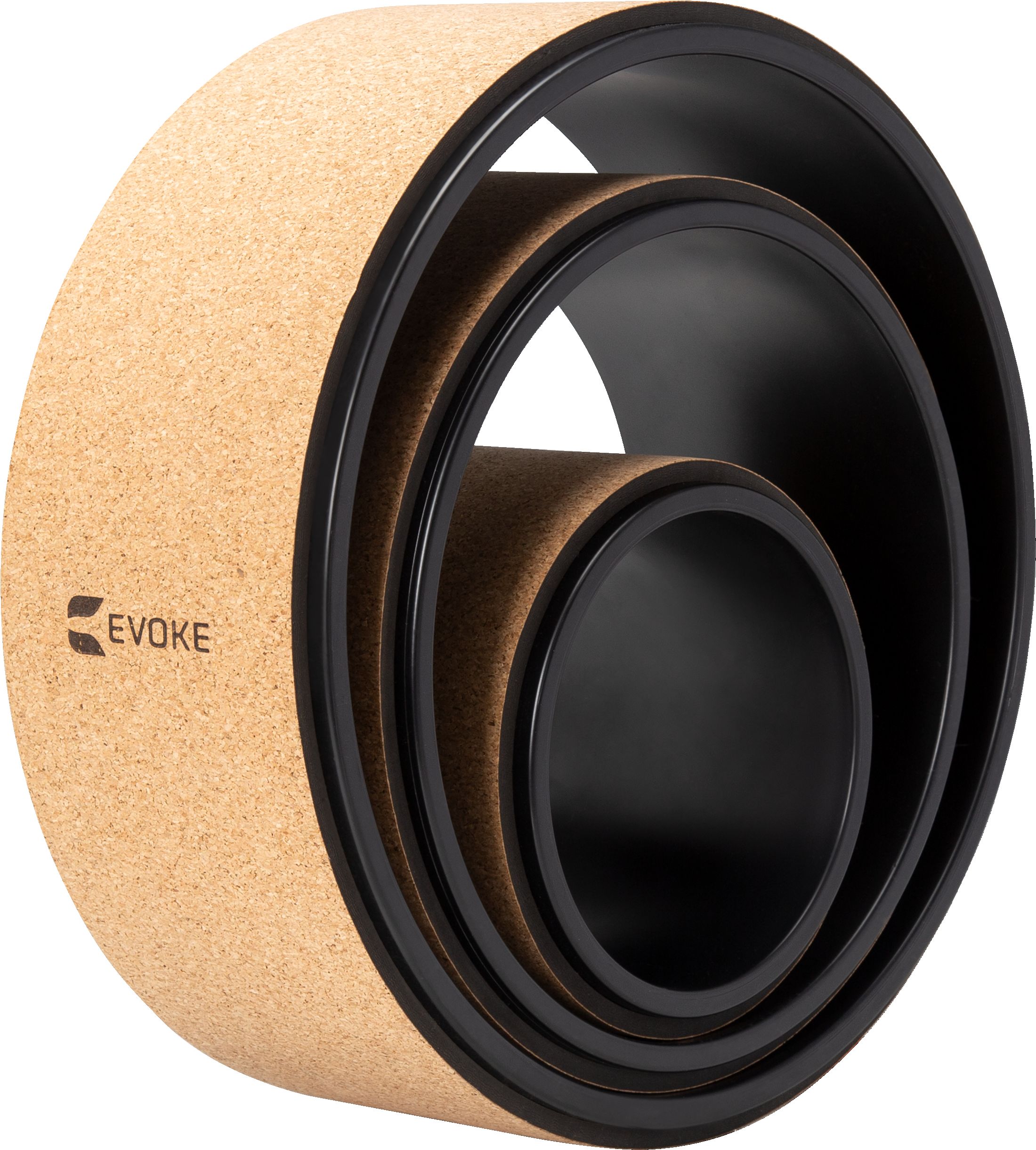 EVOKE Cork Yoga Wheel Set Front_Angled_Left