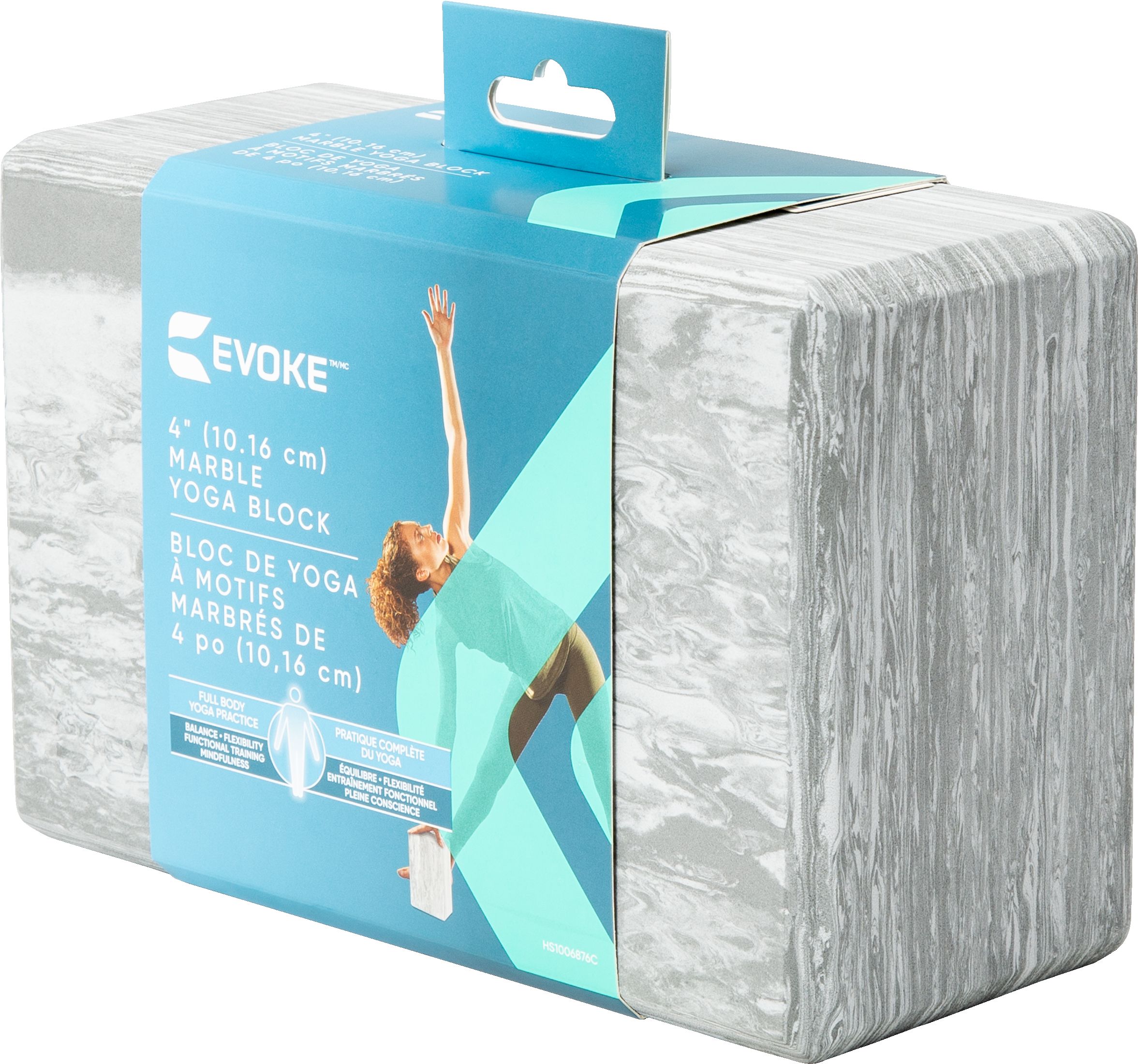 EVOKE MARBLE PATTERN 4" YOGA BLOCK GREY