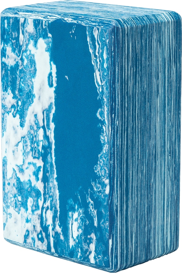 EVOKE Marble Pattern Yoga Block, 4 Inch Front_Angled_Left