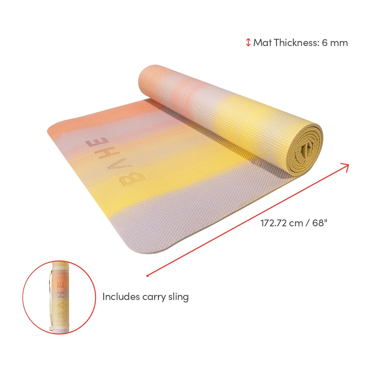 BAHE Be Ü™ Prime Support Marble Yoga Mat 68"