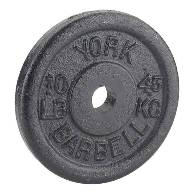 York Barbell Standard Weight Plates, 10 lbs Front_Angled_Right