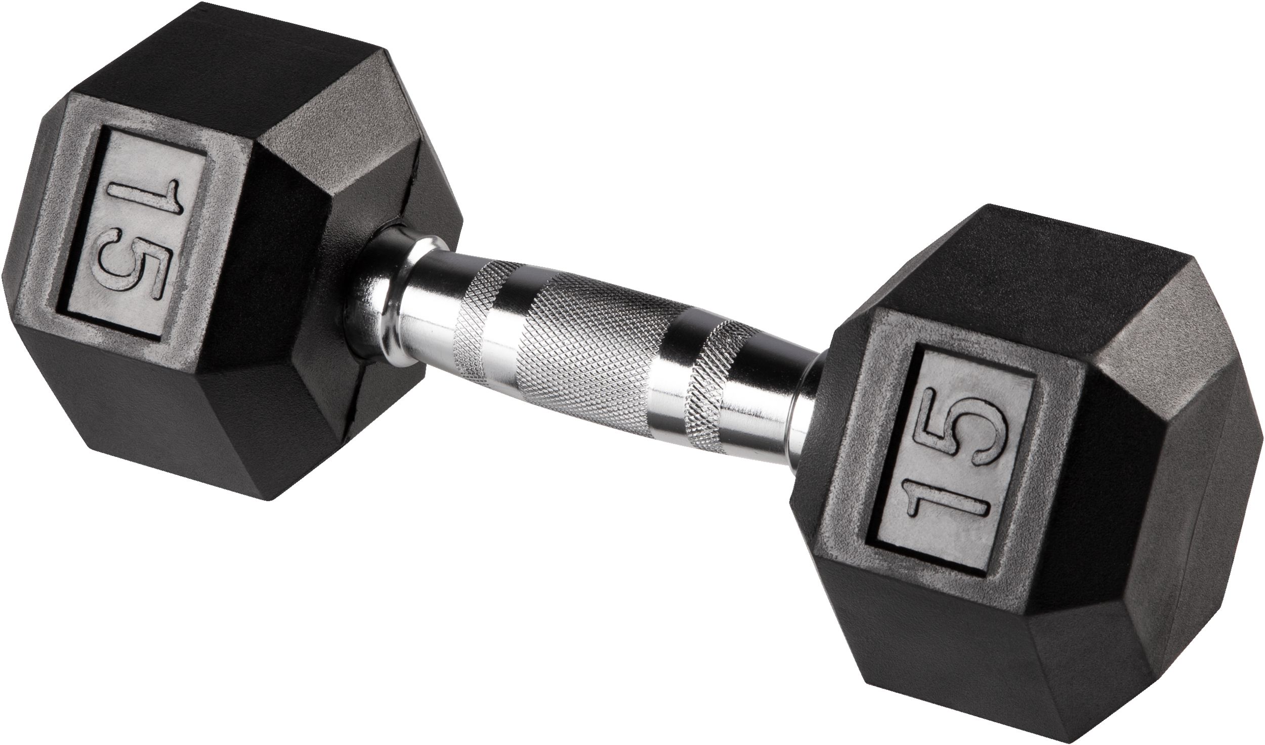 Durahex 15 lb Hex Rubber Dumbbell, Weight, Home Gym
