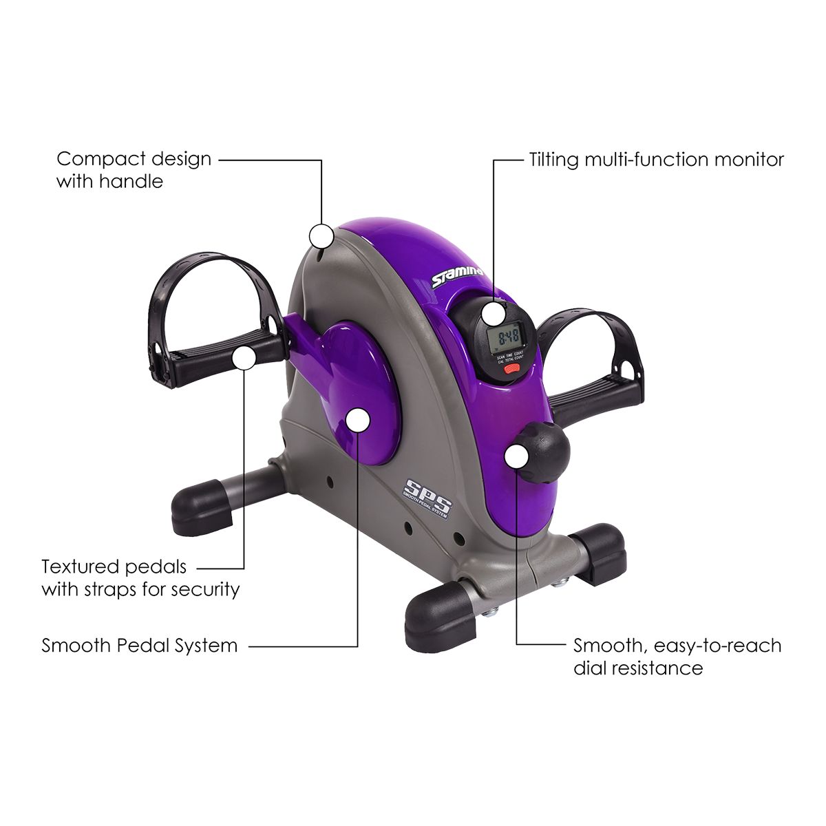 Stamina Mini Exercise Bike With Smooth Pedal System Back_Angled_Left