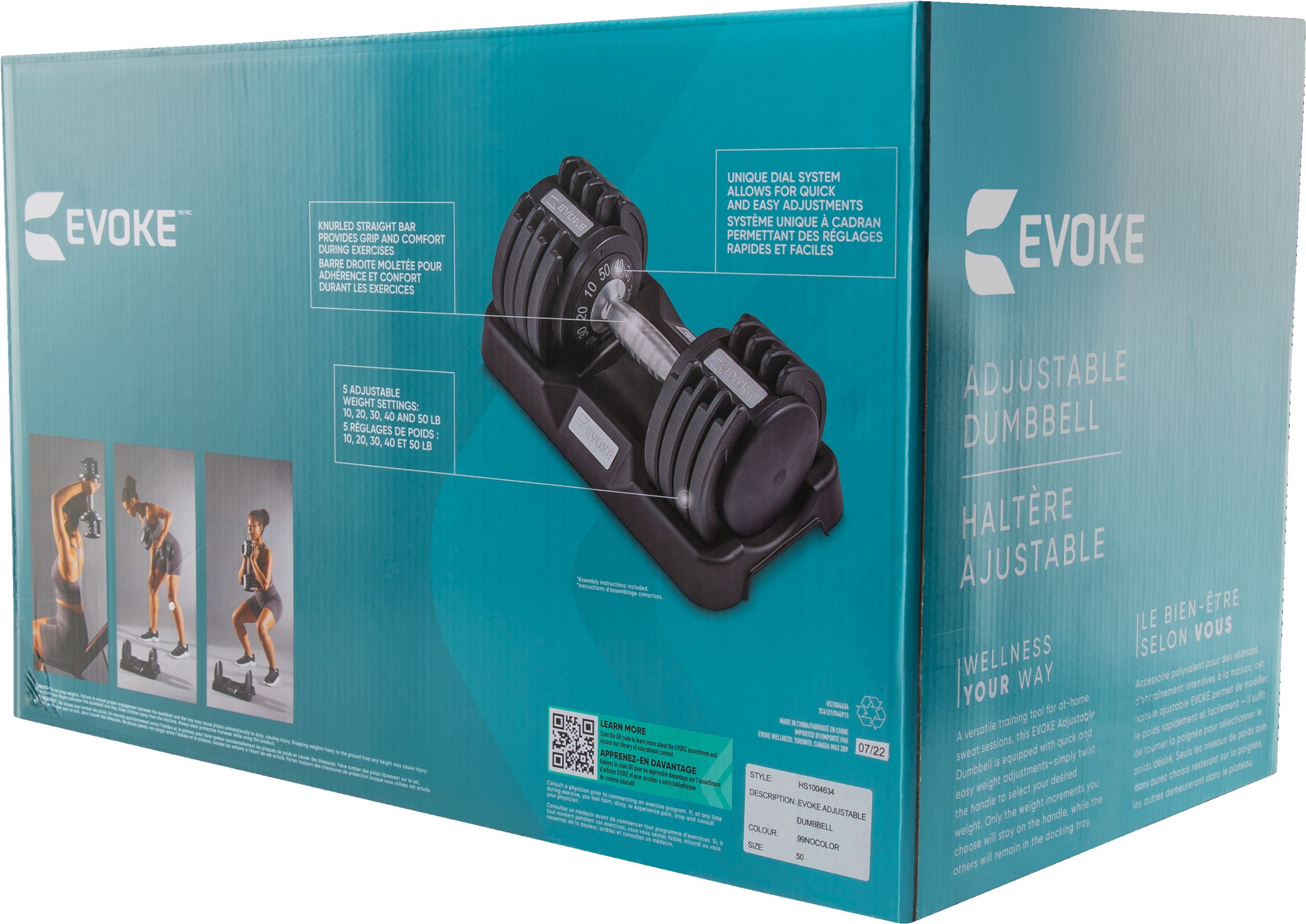 Evoke 10-50lbs Adjustable Dumbbell