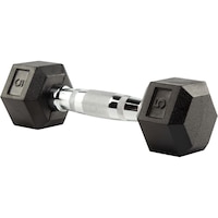 Evoke 5 lb Rubber Hex Dumbbell, Weight, Home Gym Front_Angled_Left