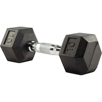 Evoke 10 lb Rubber Hex Dumbbell, Weight, Home Gym Front_Angled_Left