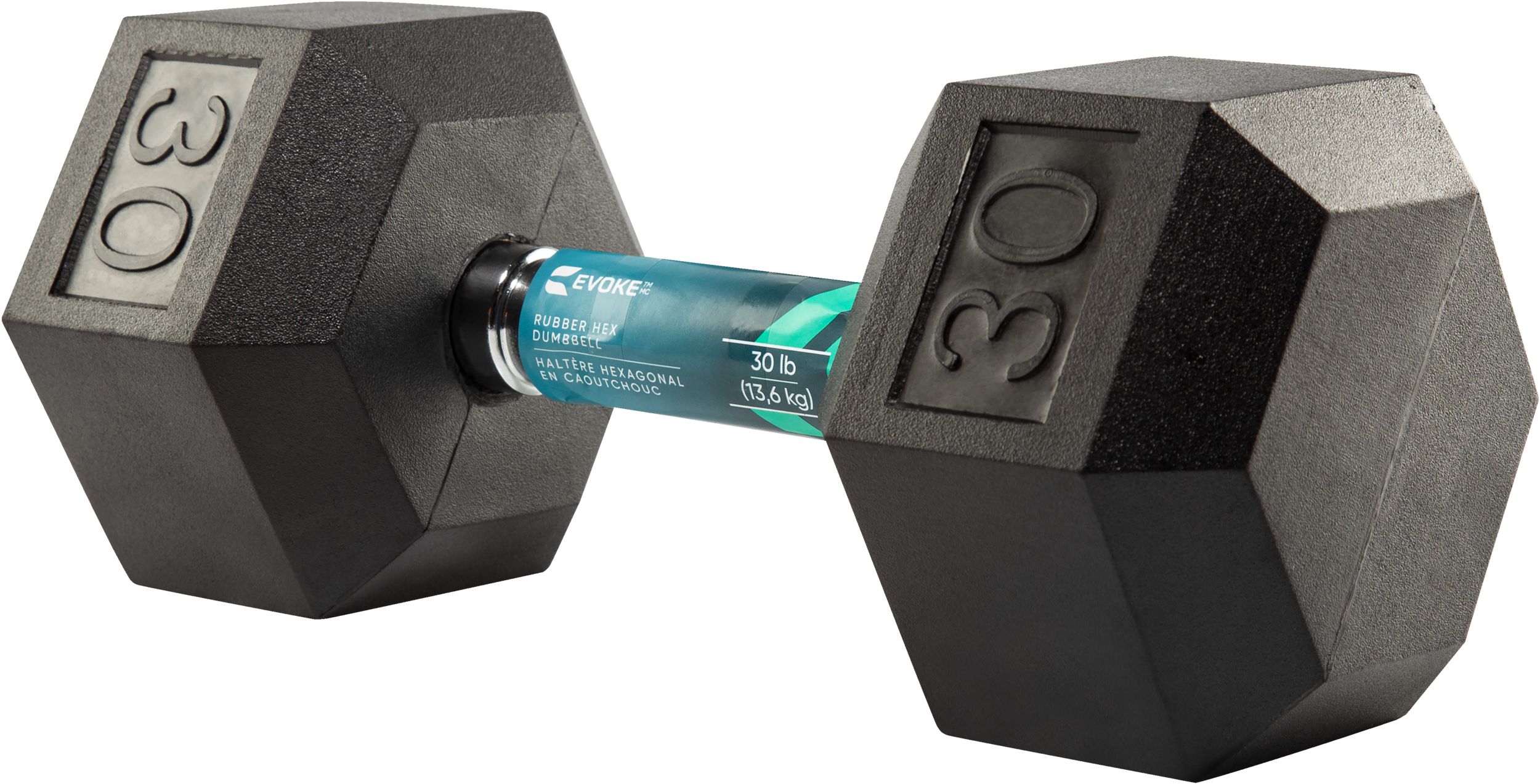 Fitness 30 Lb Rubber Hex Dumbbells Evoke 30 Lb Rubber Hex Dumbbell