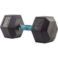 Evoke 40 lb Rubber Hex Dumbbell, Weight, Home Gym Front_Three_Fourths_Angled_Left