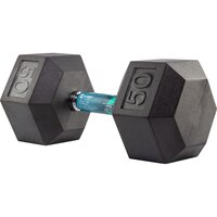 Evoke 50 lb Rubber Hex Dumbbell, Weight, Home Gym Front_Three_Fourths_Angled_Left