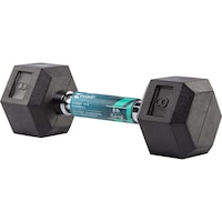Evoke 8 lb Rubber Hex Dumbbell, Weight, Home Gym Front_Three_Fourths_Angled_Left
