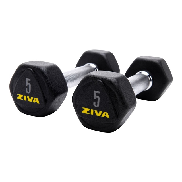 Ziva RPU 5 lb Hexagon Dumbbell Set Front_Angled_Left