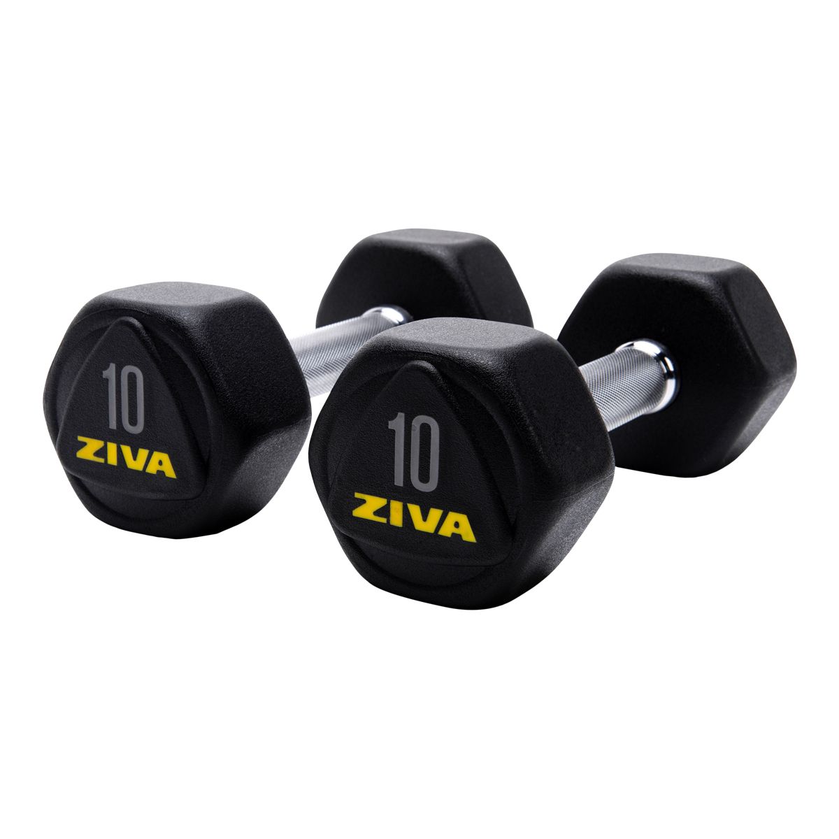 Ziva RPU 10 lb Hexagon Dumbbell Set Front_Angled_Left