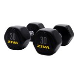 Ziva RPU 30 lb Hexagon Dumbbell Set Front_Angled_Left