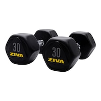 Ziva RPU 30 lb Hexagon Dumbbell Set Front_Angled_Left