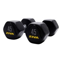 Ziva RPU 45 lb Hexagon Dumbbell Set Front_Angled_Left
