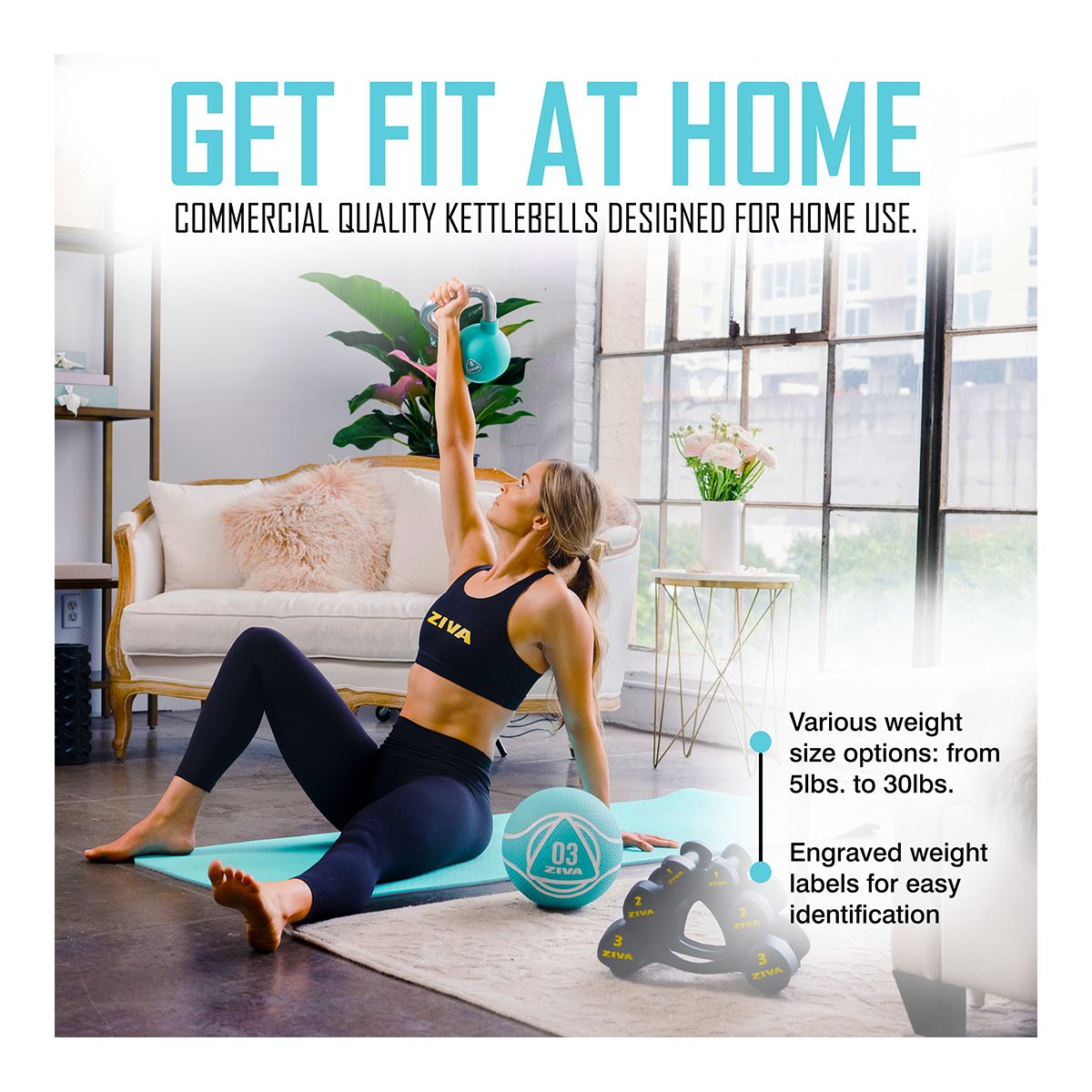 Ziva Chic RPU 30 lb Kettlebell