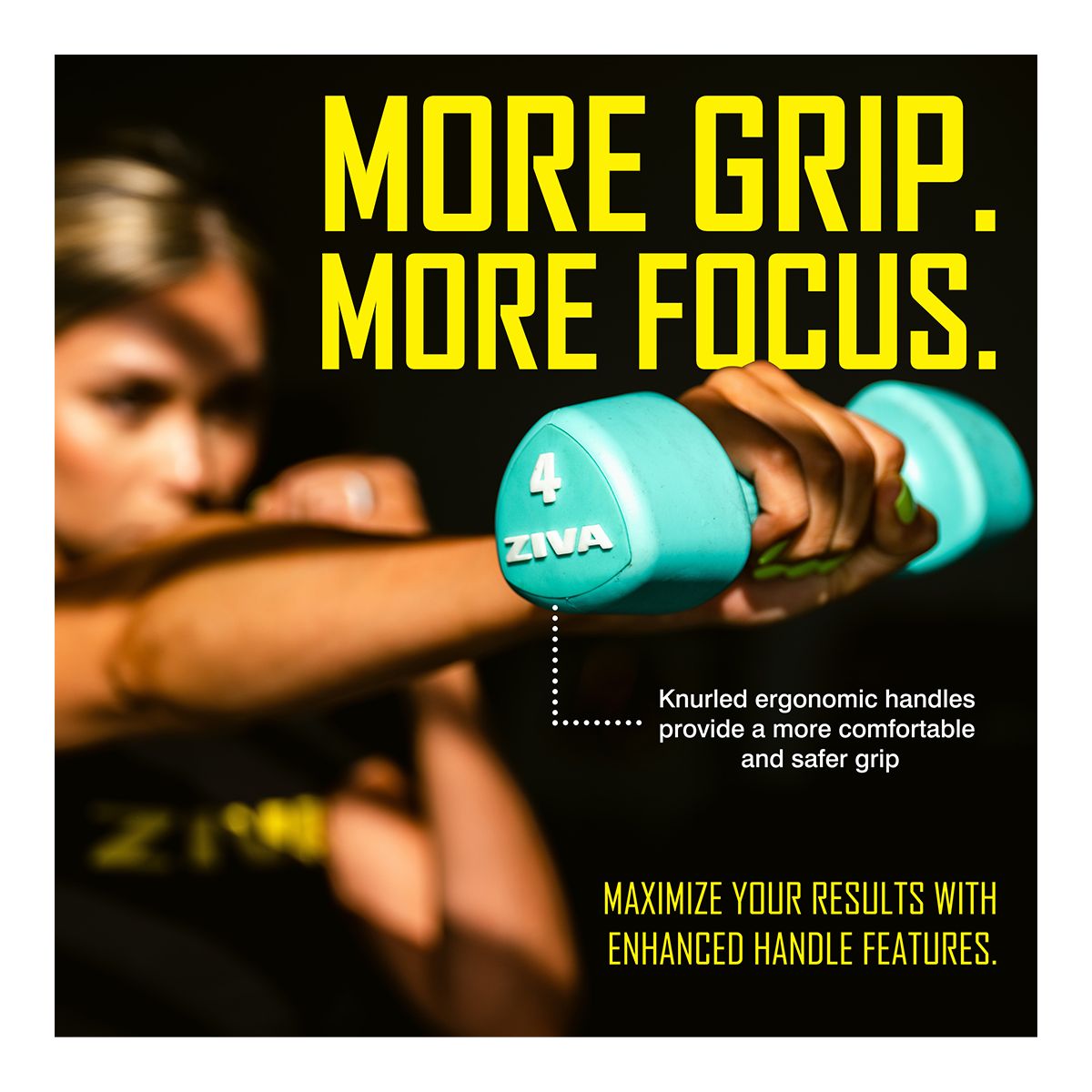 Ziva Chic RPU 12 lb Tribell Dumbbell Set Front_Angled_Right