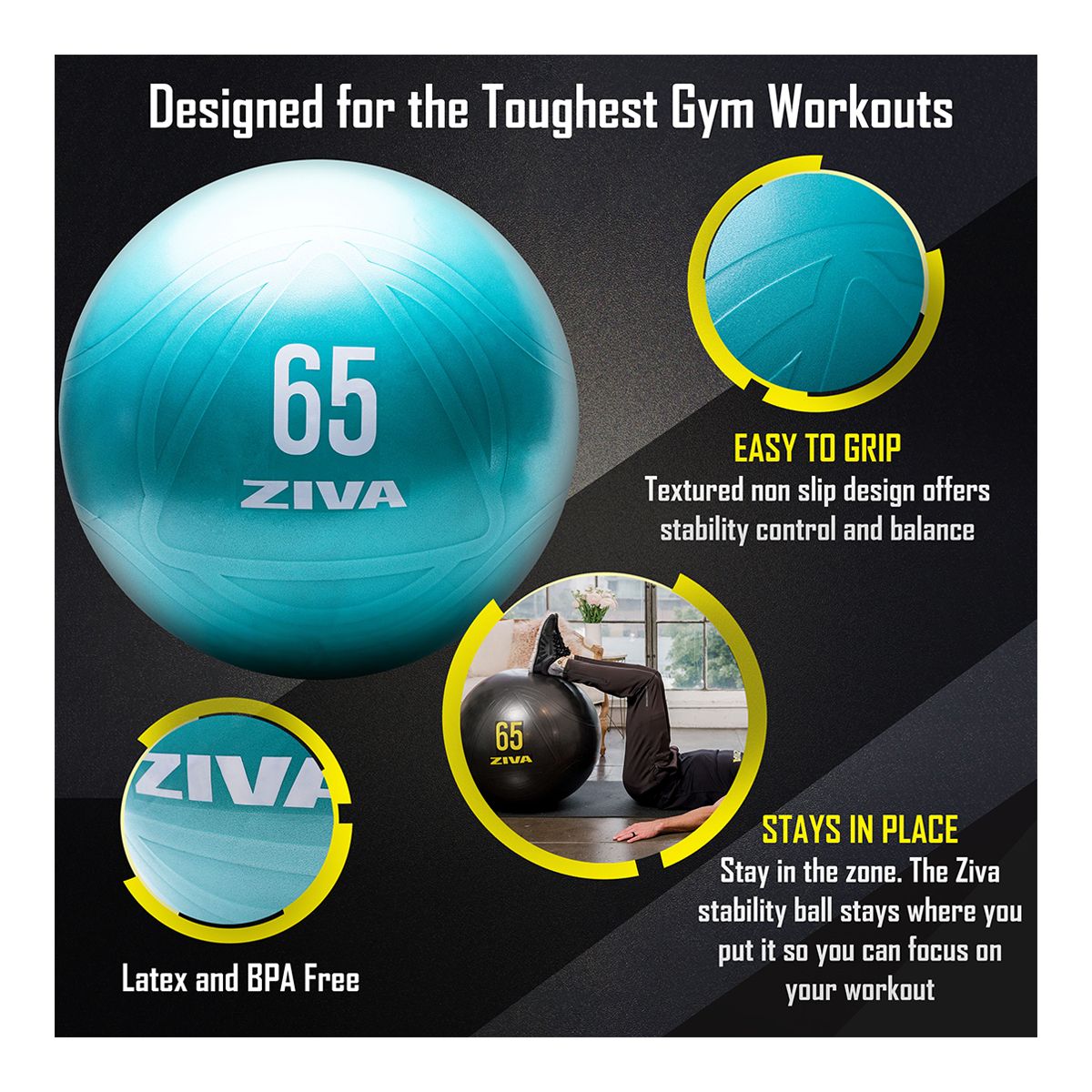 Ziva 65cm Anti-Burst Ball With Hand Pump