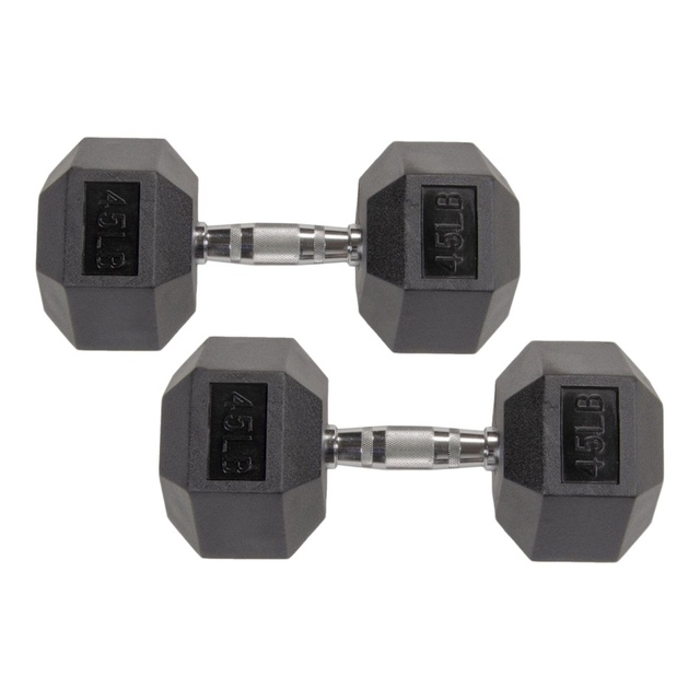 Balancefrom Rubber Hex Dumbbells 45 lbs Front_Flat