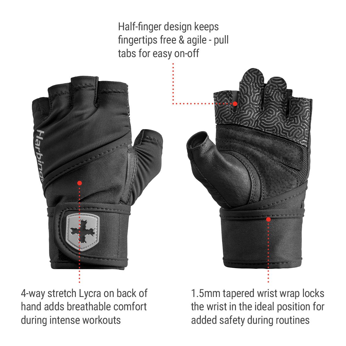 Harbinger Men's Pro 3.0 Wrist wrap Gloves