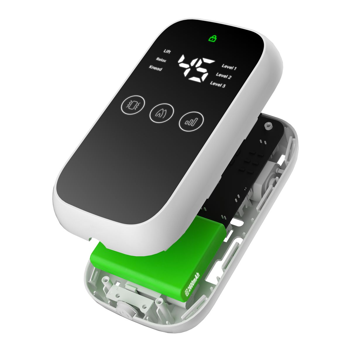 Teqtronix Wireless Air Wave Leg Massager Front_Three_Fourths_Angled_Left