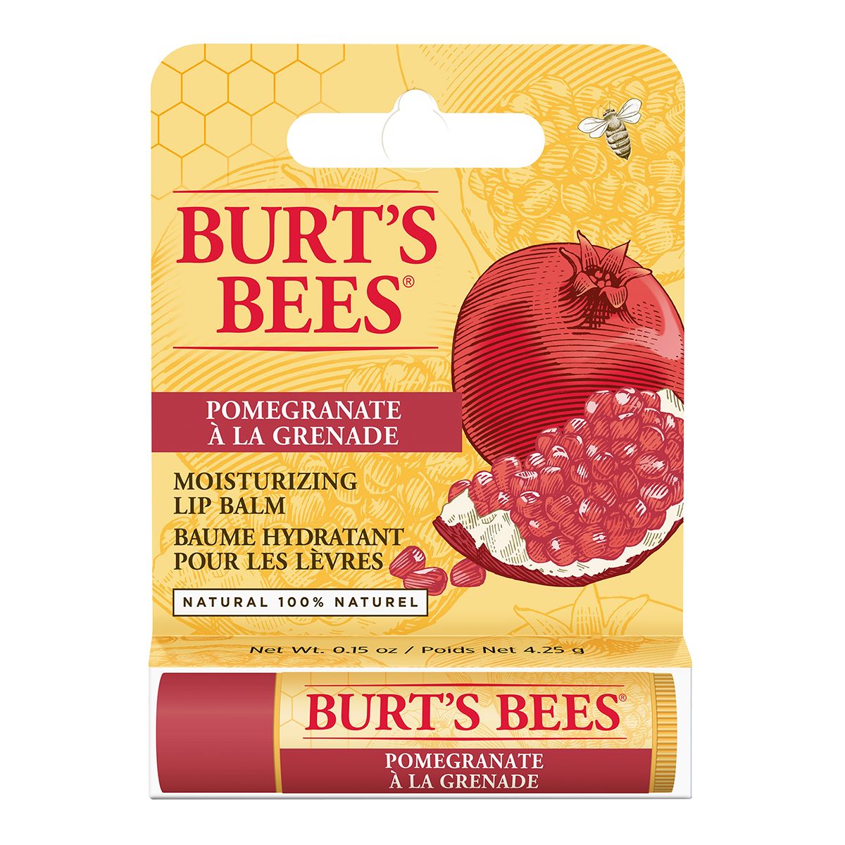 Burt’s Bees 100% Natural Moisturizing Lip Balm Tube Pomegranate