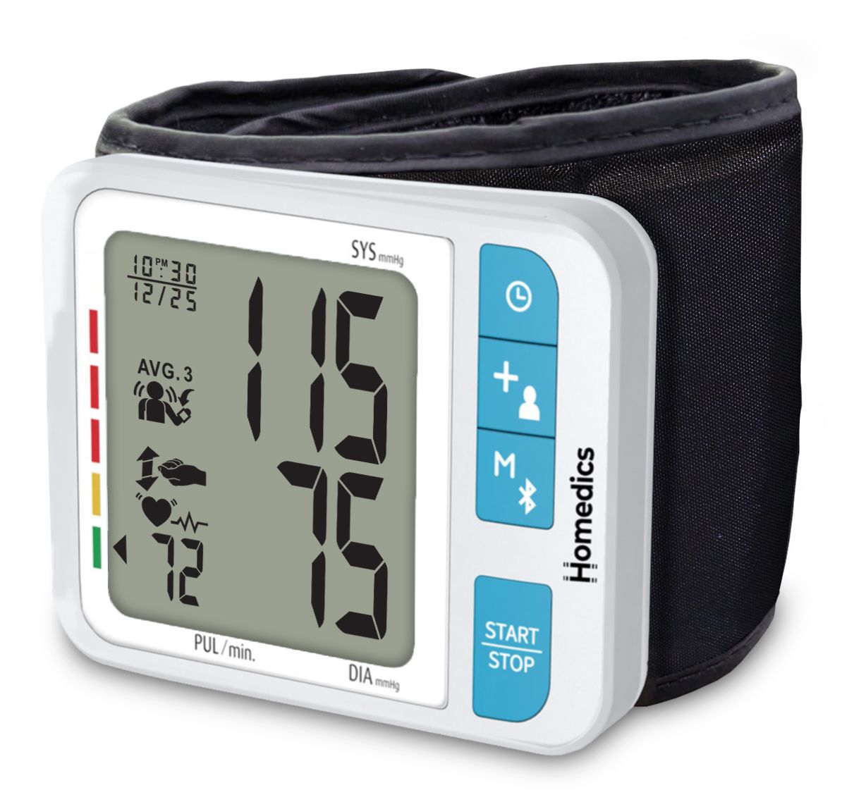 HoMedics Premium Wrist Blood Pressure Monitor Front_Three_Fourths_Angled_Left