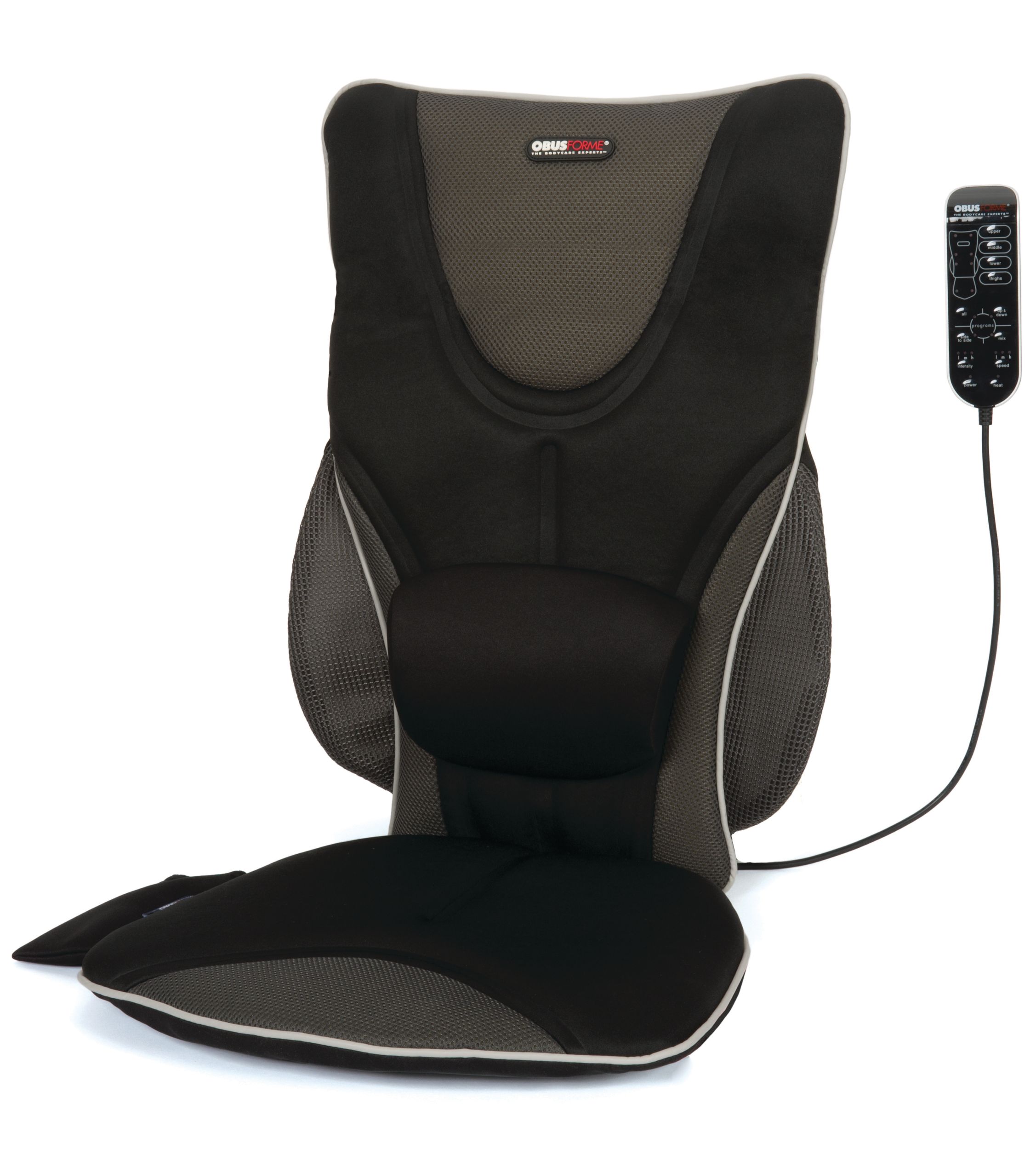 ObusForme Backrest Support Massage Cushion with Heat Front_Three_Fourths_Angled_Left