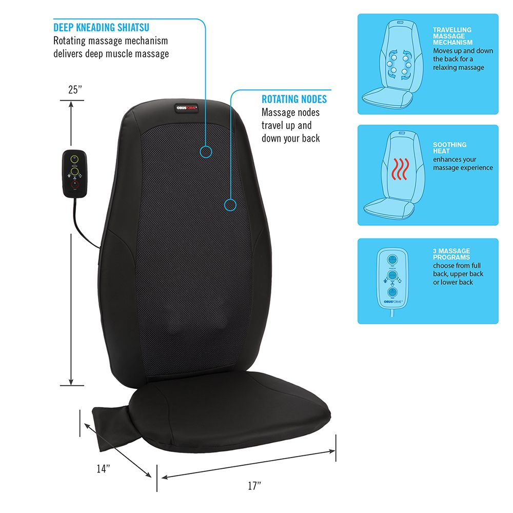 ObusForme Deep Kneading Shiatsu Massage Cushion with Heat Front_Angled_Right