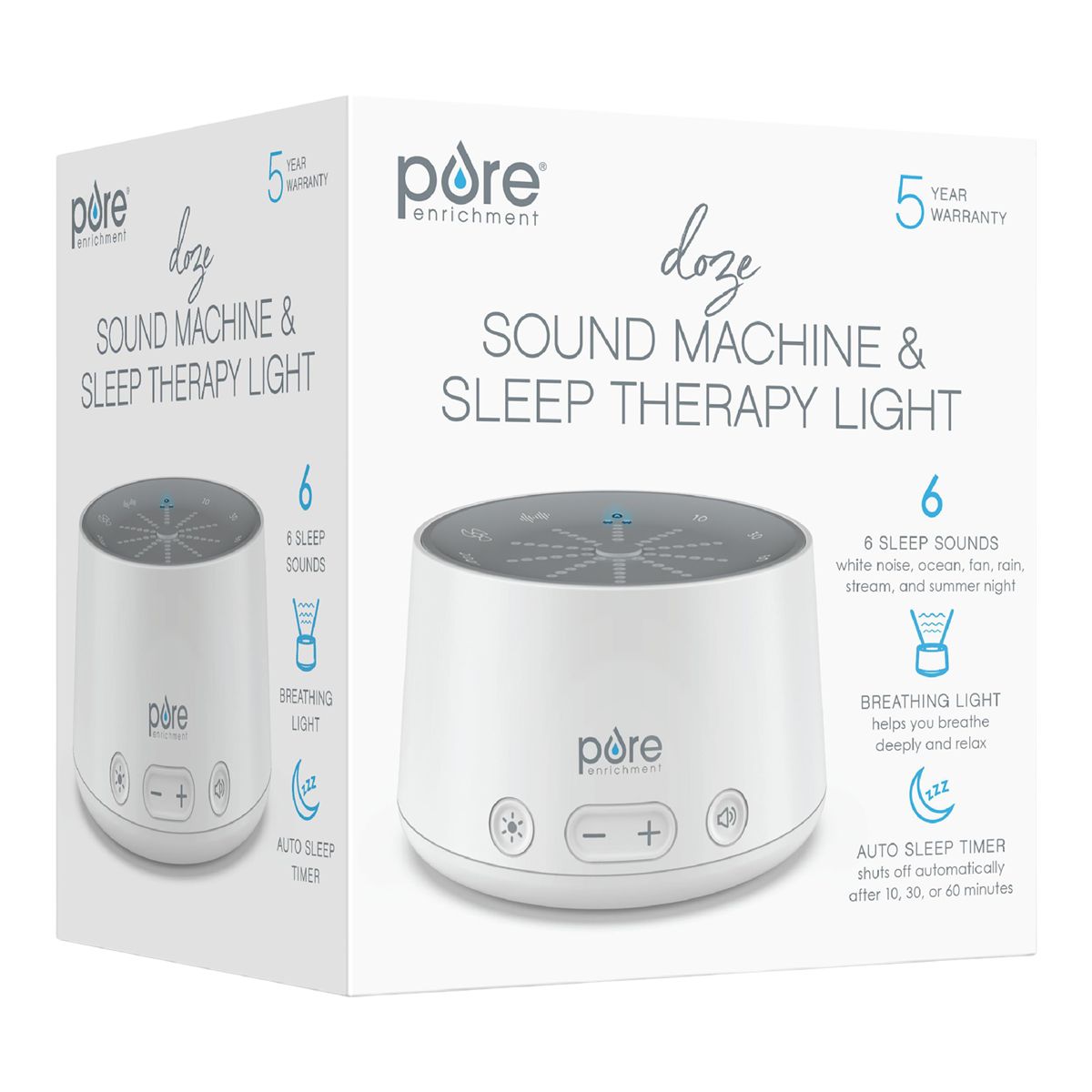 Doze Sound Machine And Sleep Light Therapy Front_Three_Fourths_Angled_Right
