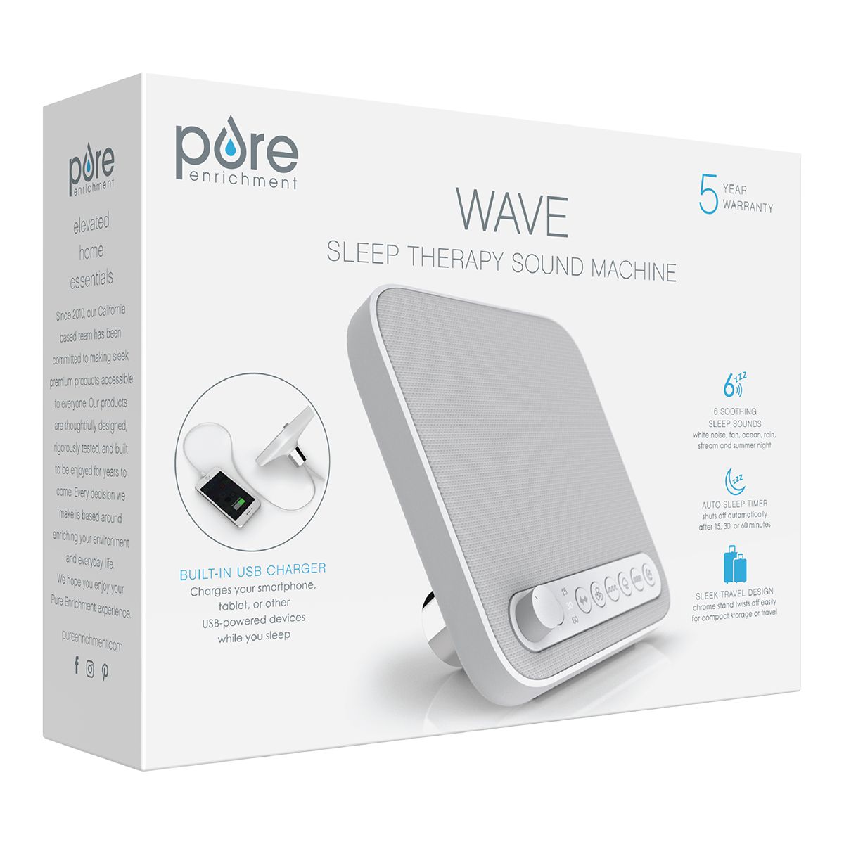 Wave Sleep Therapy Sound Machine Front_Three_Fourths_Angled_Right