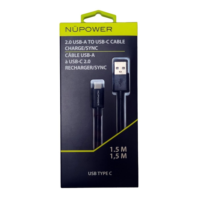 NuPower 1.5M Charge/Sync USB Type C Cable Front_Flat