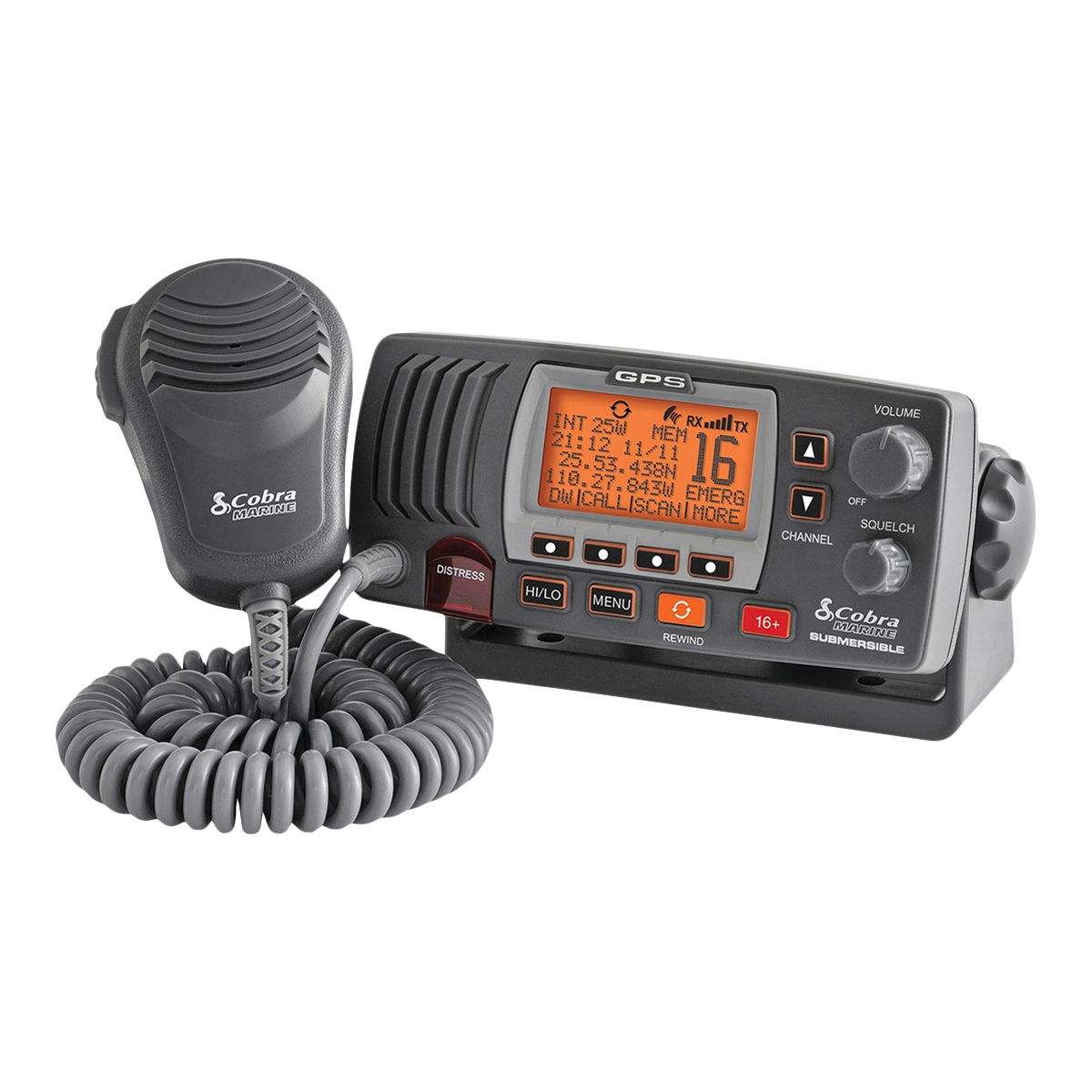 Cobra&nbsp;MR F77B GPS&nbsp;25 Watt Fix Mount VHF Marine Radio Front_Angled_Left